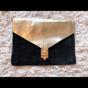 ASOS Suede And Metallic Mix Portfolio Clutch